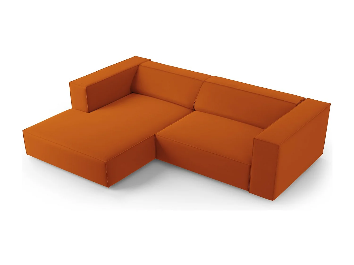 Cosmopolitan Design - Sofá de canto esquerdo "Arendal" 3 lugares em veludo terracota - 224x166x70cm