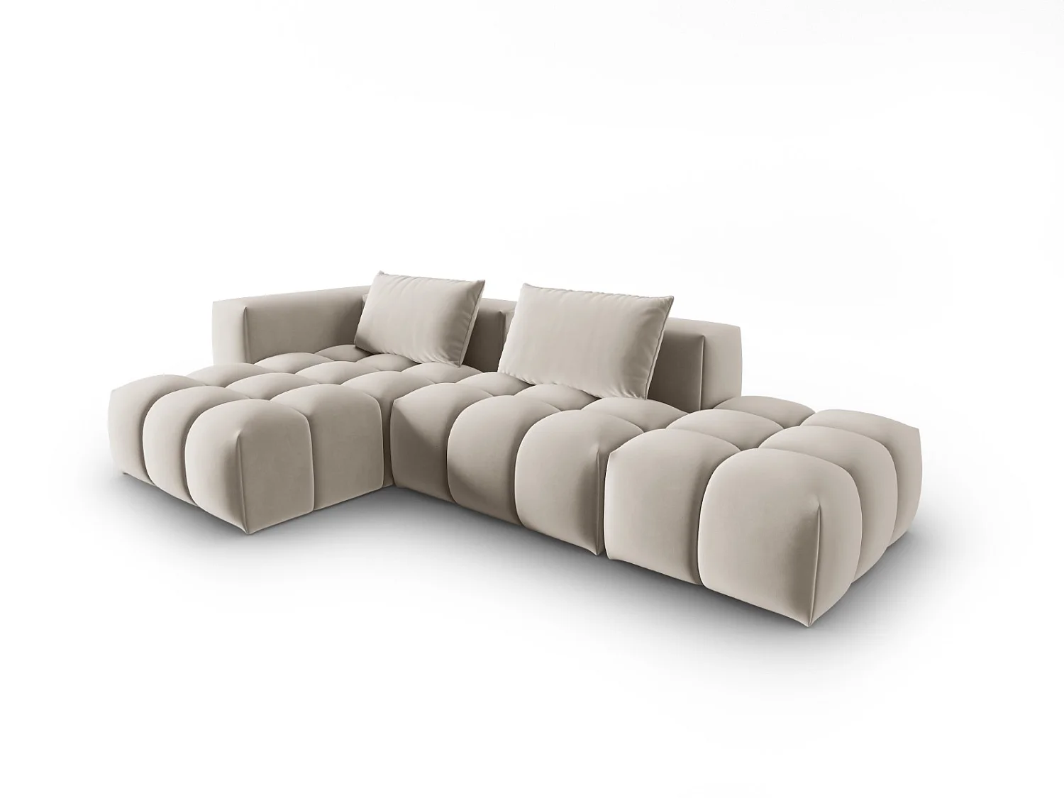 CXL by Christian Lacroix - 4-Sitzer modulares Ecksofa links "Lorella" Sitzer aus Samt Ecru - 265x145x70cm