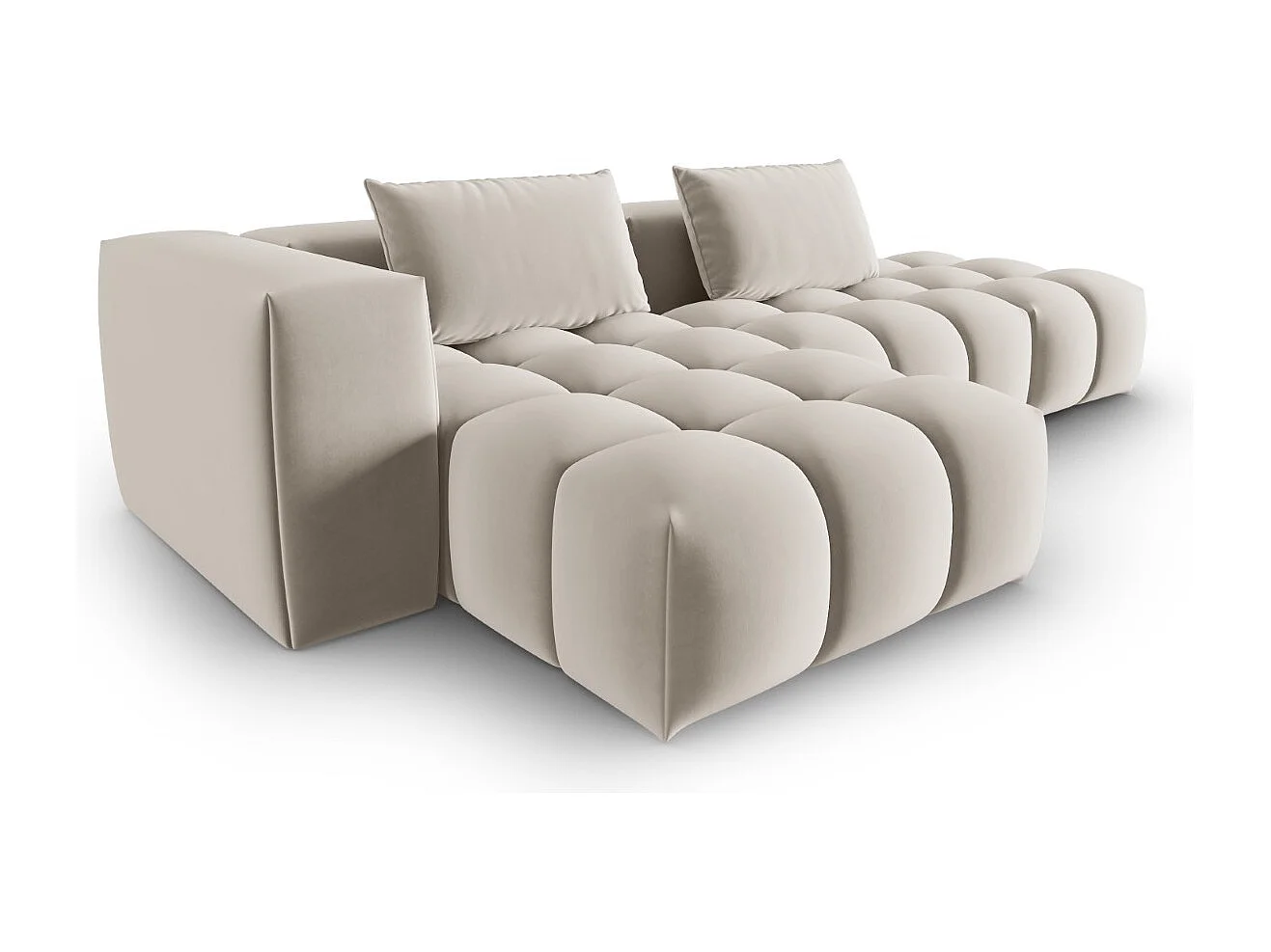 CXL by Christian Lacroix - 4-Sitzer modulares Ecksofa links "Lorella" Sitzer aus Samt Ecru - 265x145x70cm