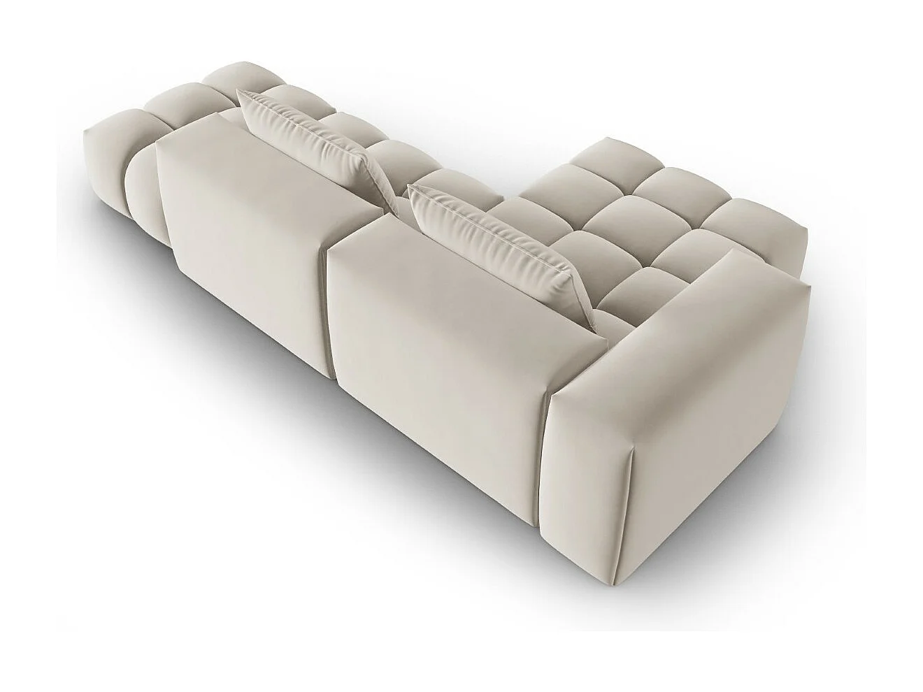 CXL by Christian Lacroix - 4-Sitzer modulares Ecksofa links "Lorella" Sitzer aus Samt Ecru - 265x145x70cm