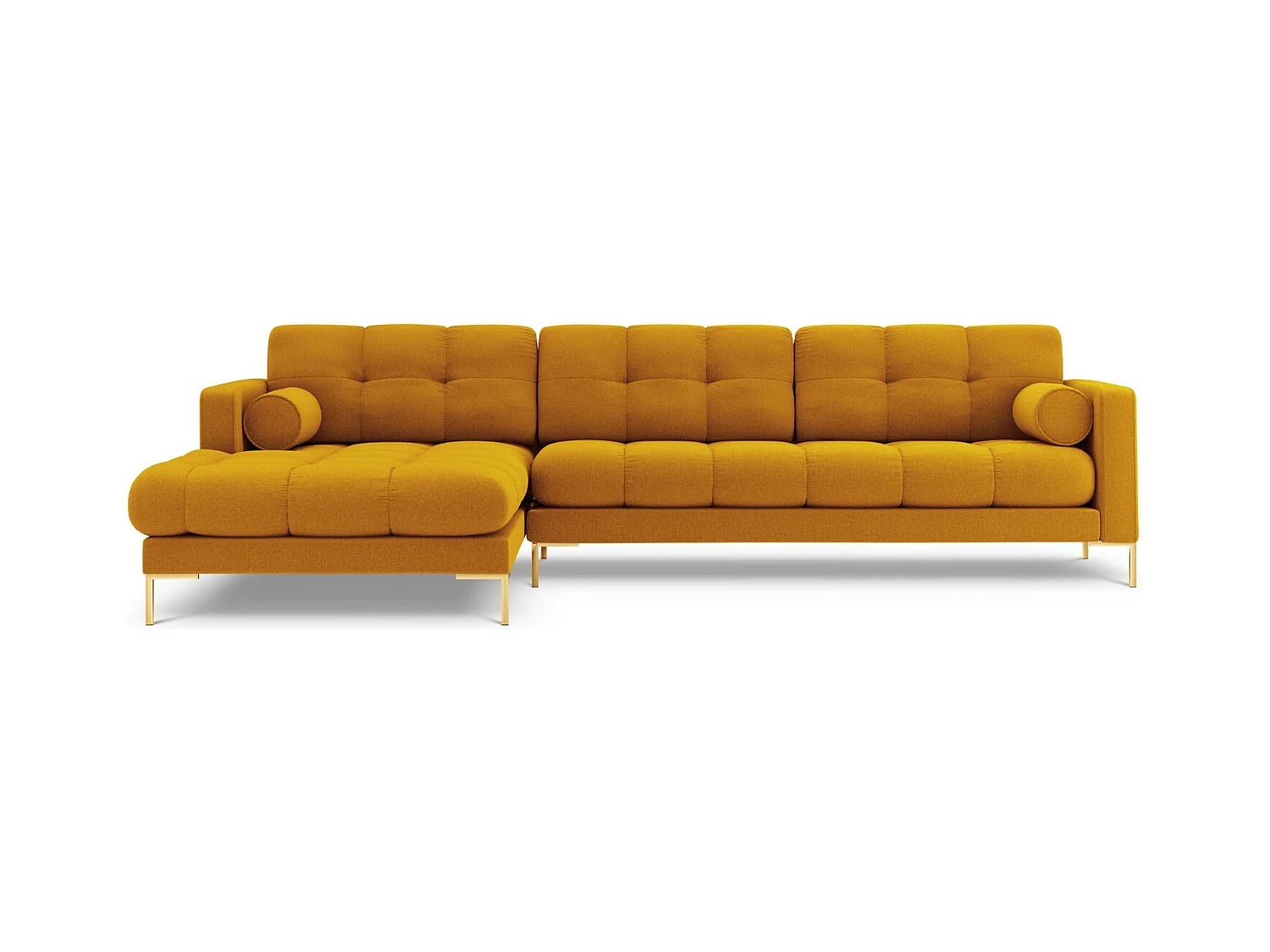 Cosmopolitan Design - Linker hoekbank "Bali" 5 zitplaatsen, Structurele stof, GEEL - 293x185x75cm