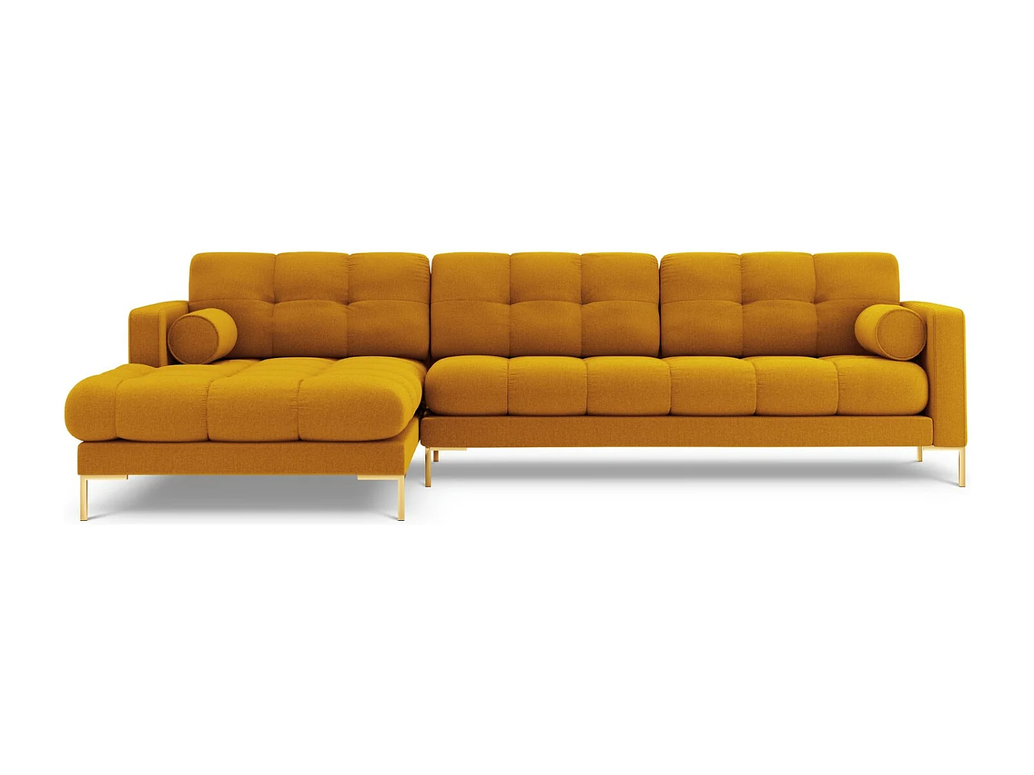 Cosmopolitan Design - Sofá de canto esquerdo "Bali" 5 lugares em tecido estrutural amarelo - 293x185x75cm