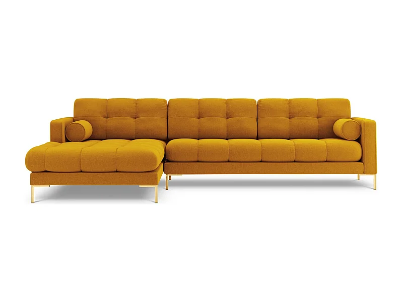 Cosmopolitan Design - Sofá de canto esquerdo "Bali" 5 lugares em tecido estrutural amarelo - 293x185x75cm