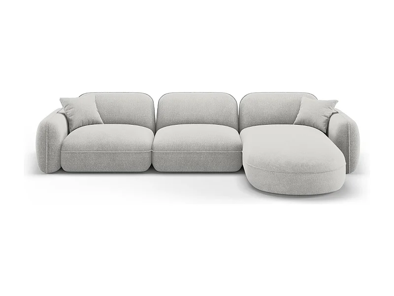 CXL by Christian Lacroix - Sofá modular de canto direito "Lucien" 4 lugares em veludo cinza claro - 320x165x70cm