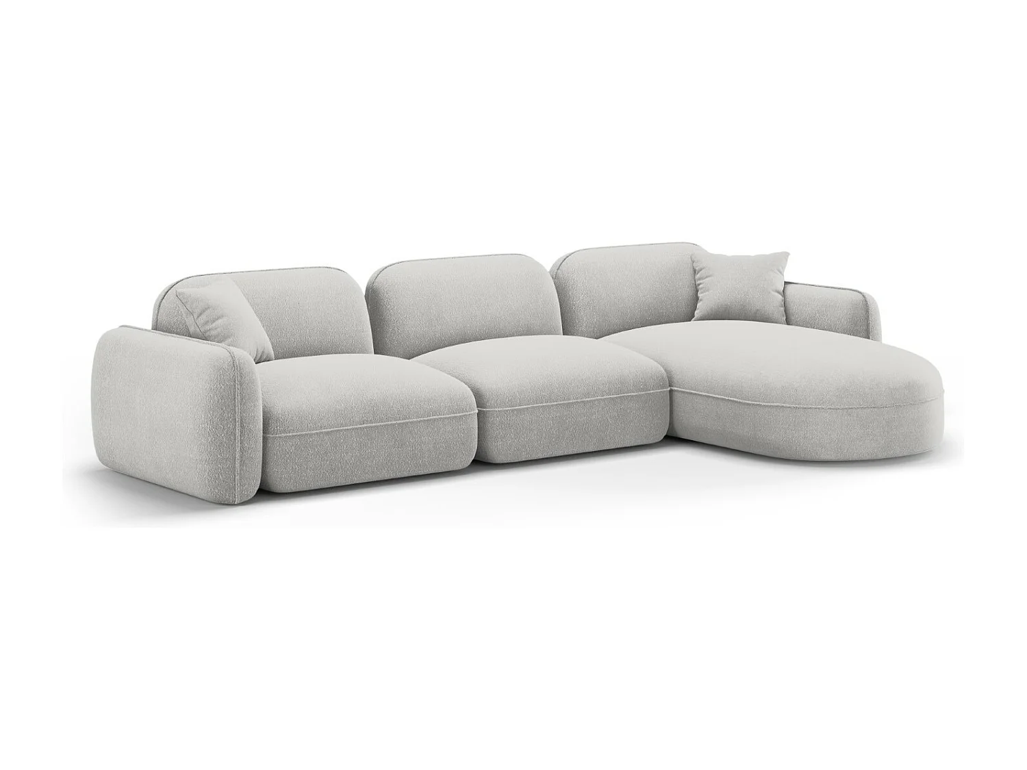 CXL by Christian Lacroix - 4-Sitzer modulares Ecksofa rechts "Lucien" Sitzer aus Samt hellgrau - 320x165x70cm