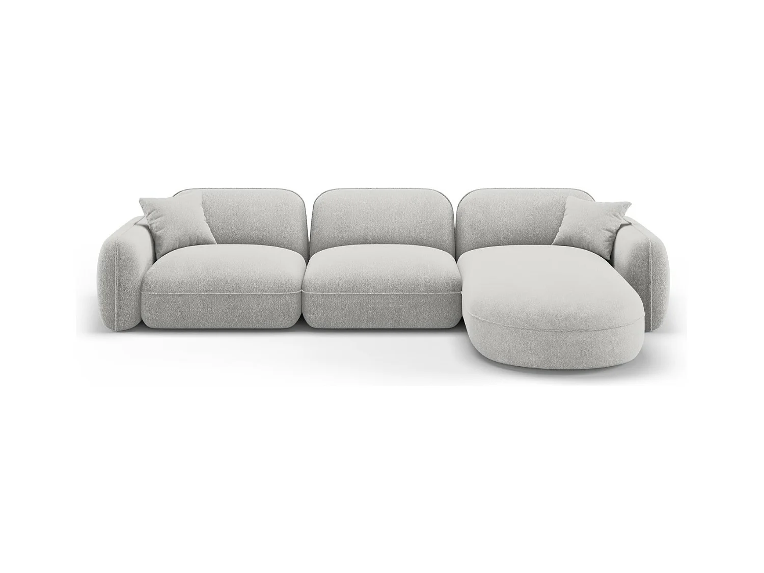 CXL by Christian Lacroix - Modulaire hoekbank rechts "Lucien" 4 zitplaatsen, Flueel, Lichtgrijs - 320x165x70cm