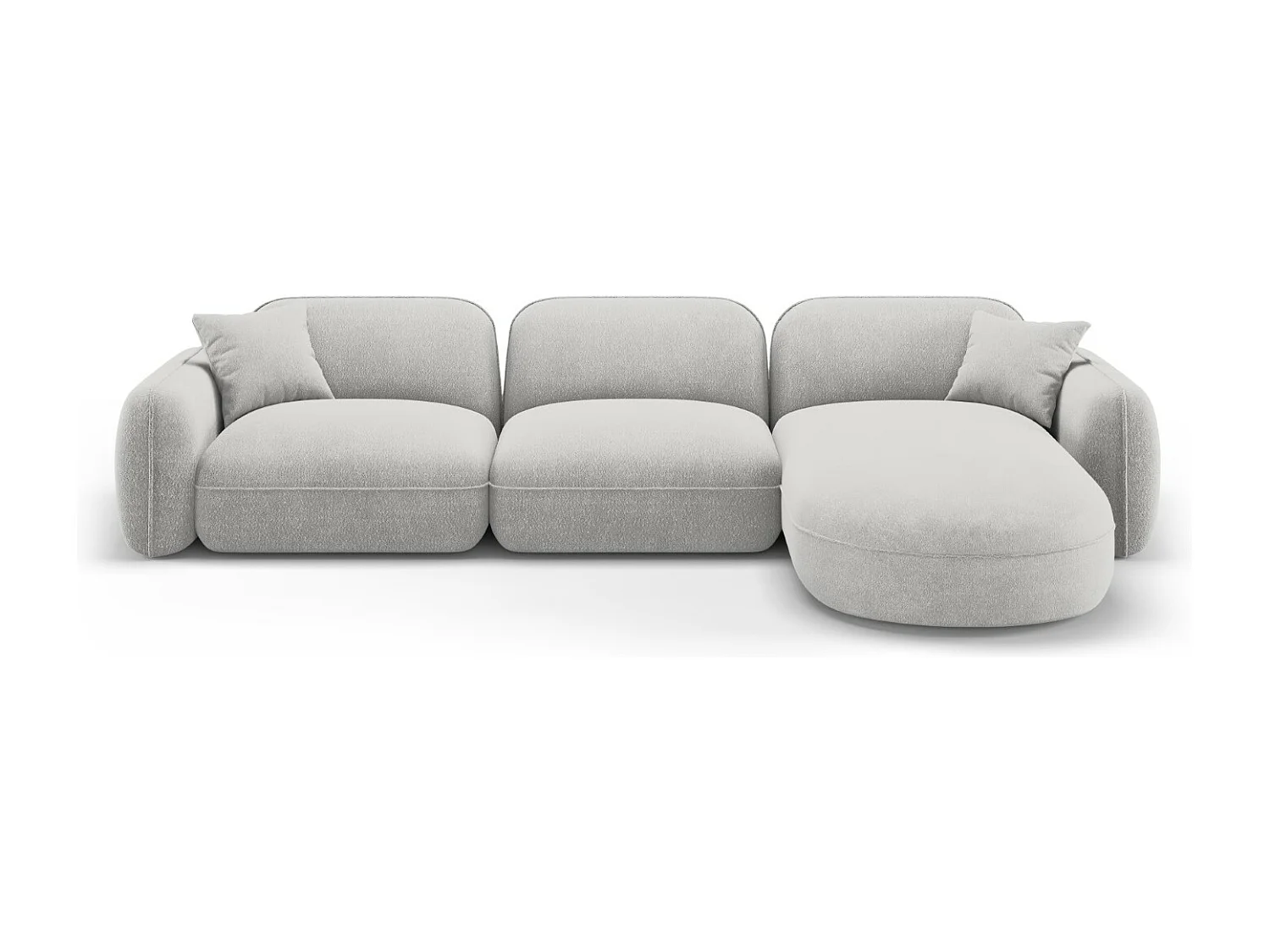 CXL by Christian Lacroix - Sofá modular de canto direito "Lucien" 4 lugares em veludo cinza claro - 320x165x70cm