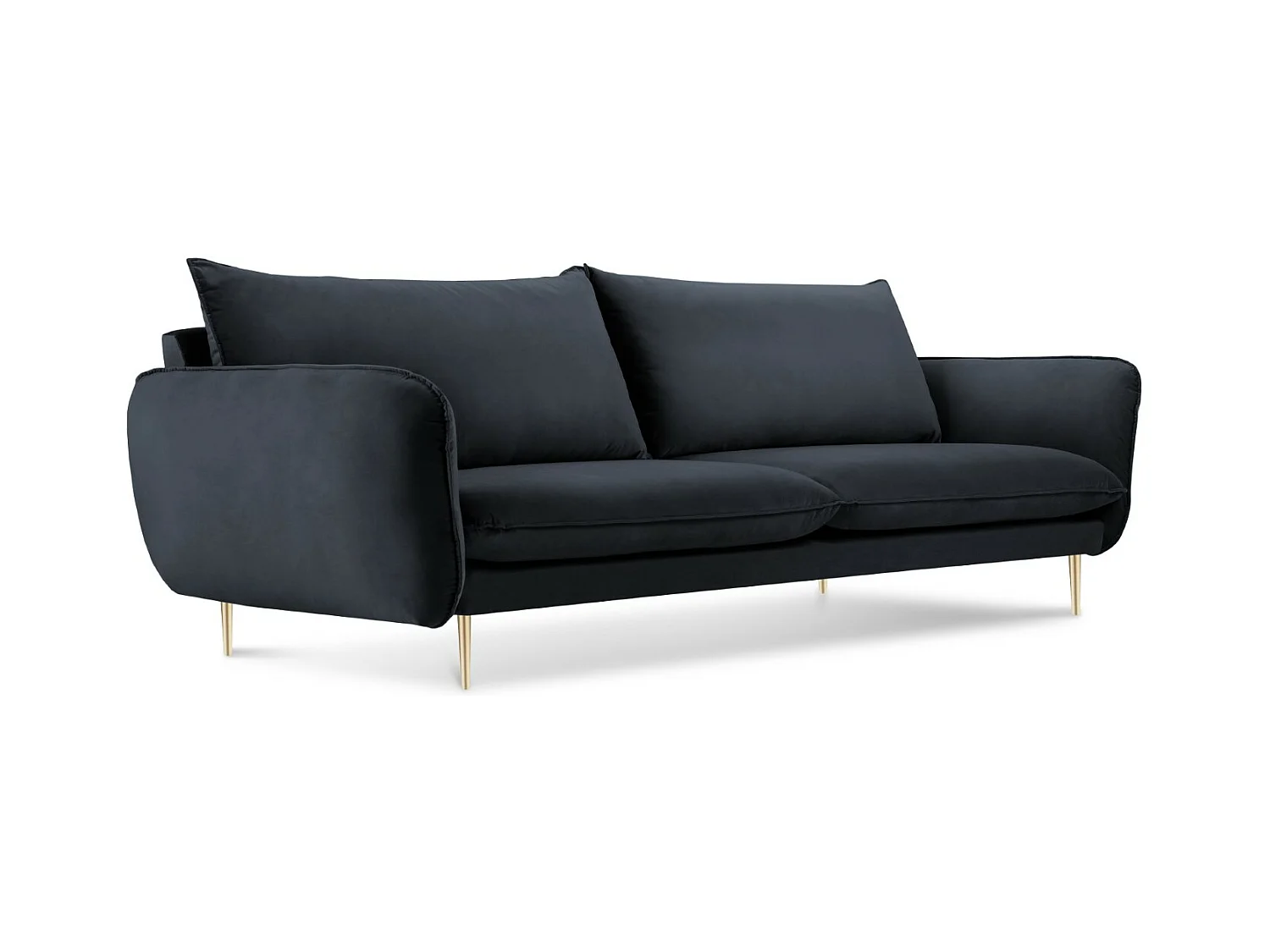 Cosmopolitan Design - Canapé "Vienna" 4 places en velours bleu foncé - 230x92x95cm