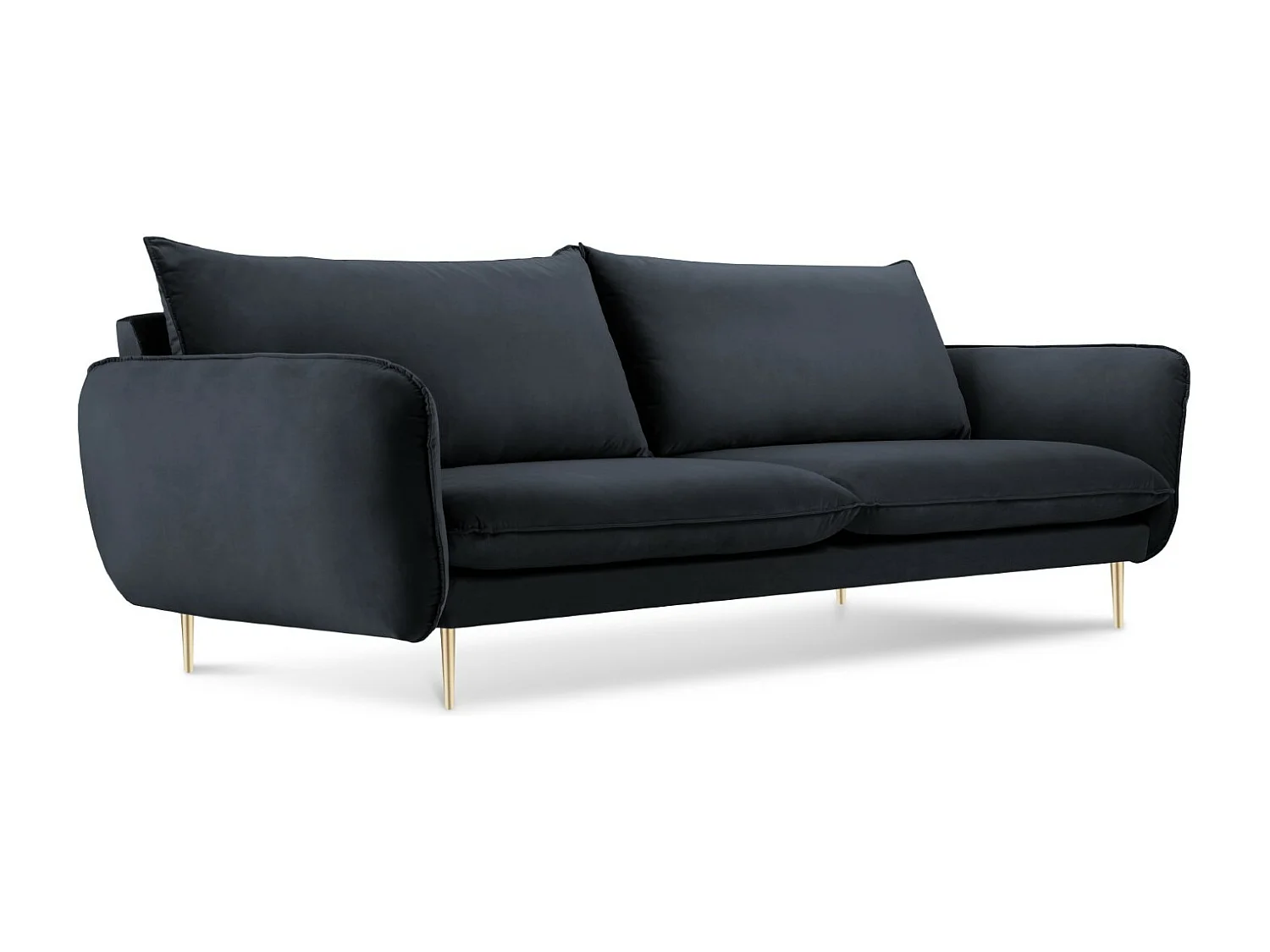 Cosmopolitan Design - 4-Sitzer Sofa "Vienna" aus Samt dunkelblau - 230x92x95cm