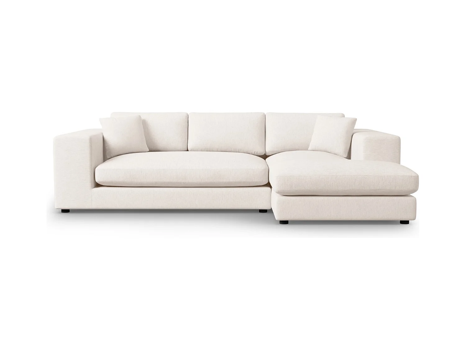 CXL by Christian Lacroix - Canapé d'angle droit "Tendance" 5 places en tissu structurel blanc - 282x174x72cm