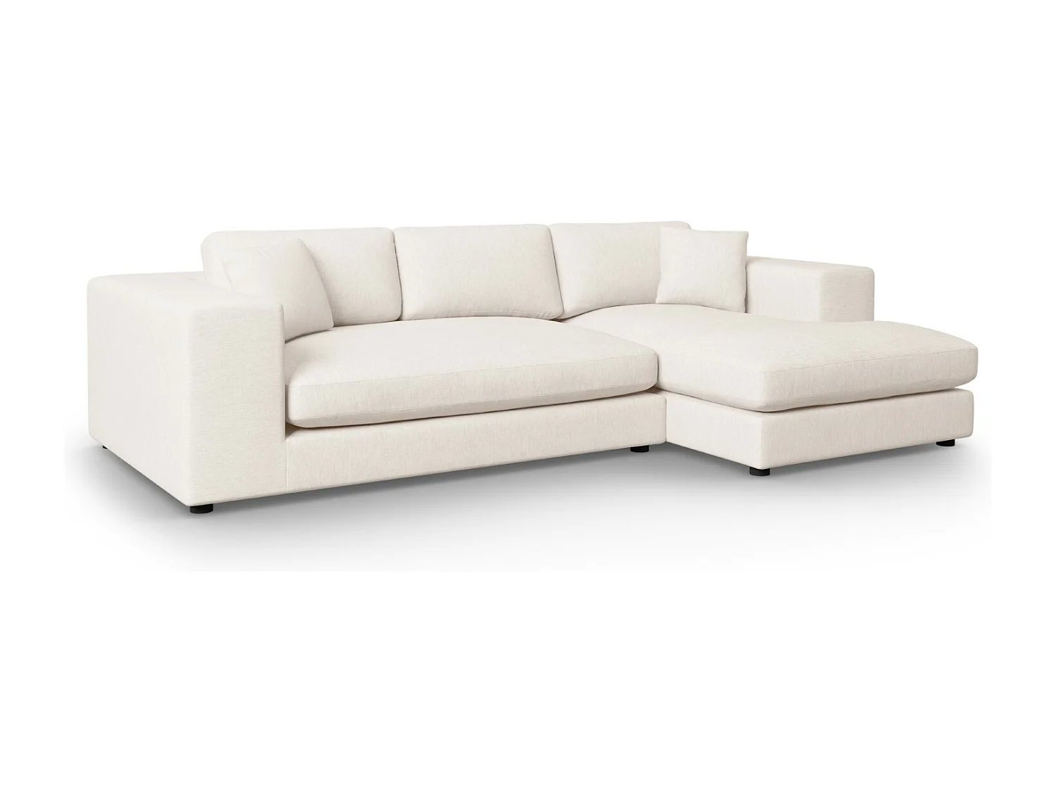 CXL by Christian Lacroix - Canapé d'angle droit "Tendance" 5 places en tissu structurel blanc - 282x174x72cm