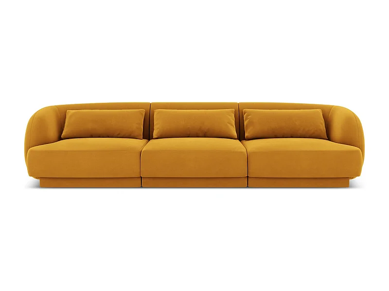 Cosmopolitan Design - 3-Sitzer Sofa "Tulum" aus Samt gelb - 255x90x70cm