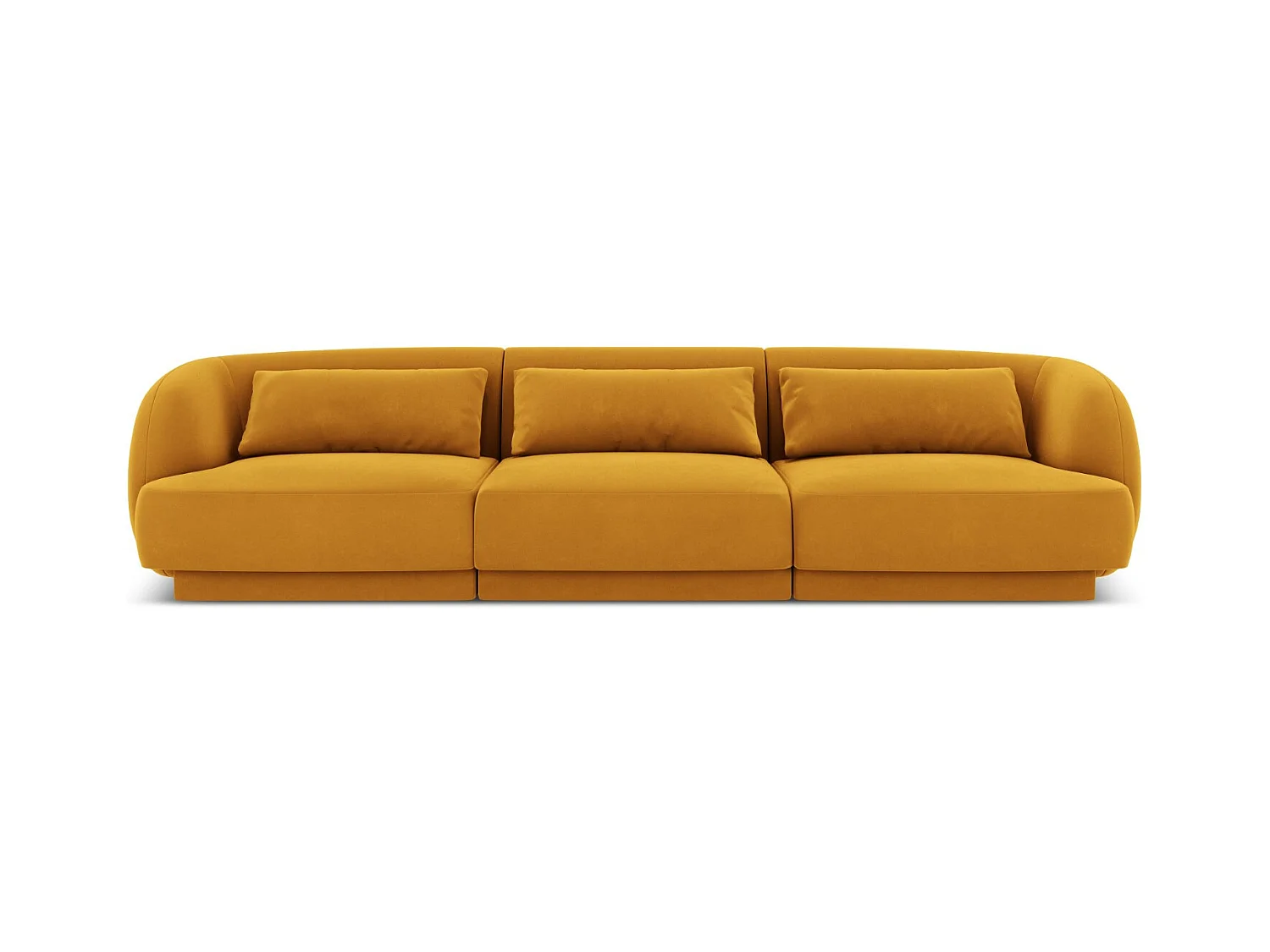 Cosmopolitan Design - Canapé "Tulum" 3 places en velours jaune - 255x90x70cm