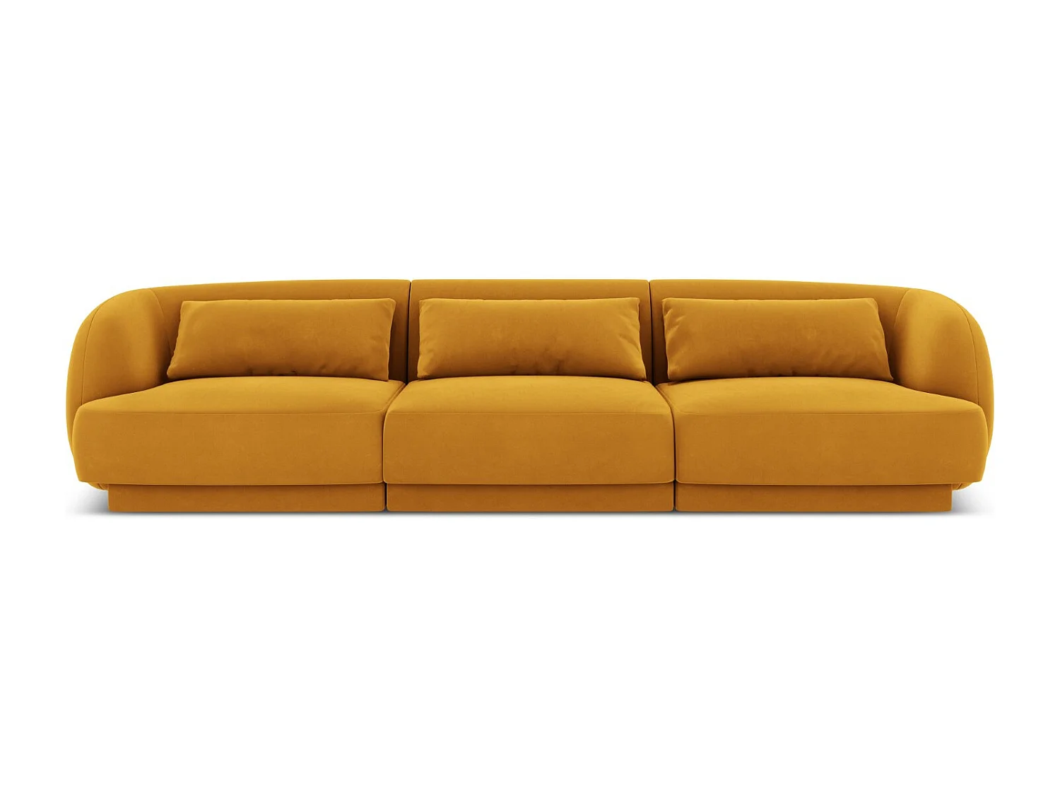 Cosmopolitan Design - Sofá "Tulum" 3 lugares em veludo amarelo - 255x90x70cm