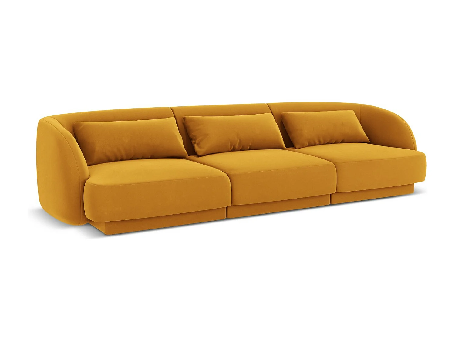 Cosmopolitan Design - Sofá "Tulum" 3 lugares em veludo amarelo - 255x90x70cm
