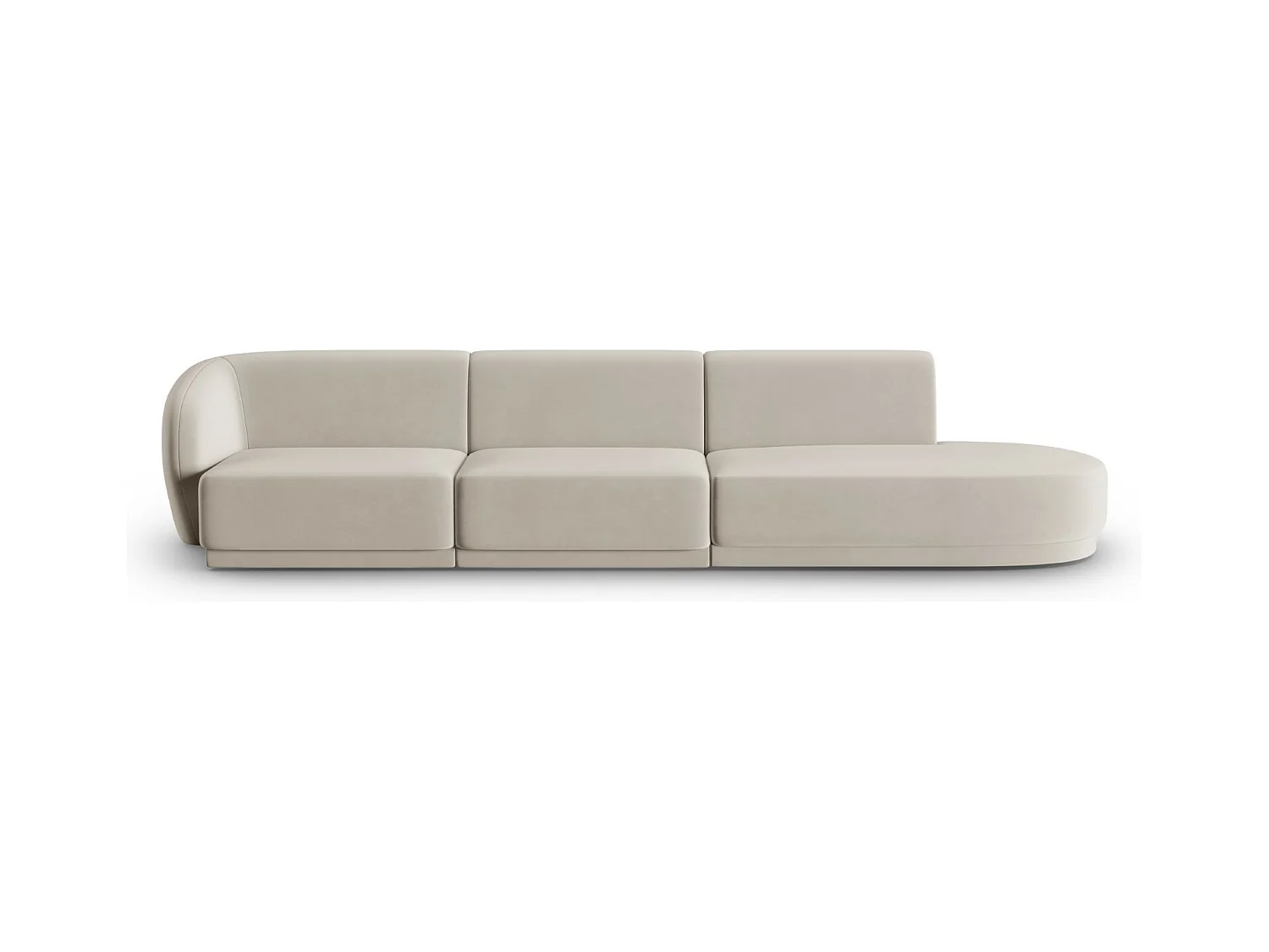 CXL by Christian Lacroix - Canapé modulable droit "Lionel" 4 places en velours beige - 311x93x74cm