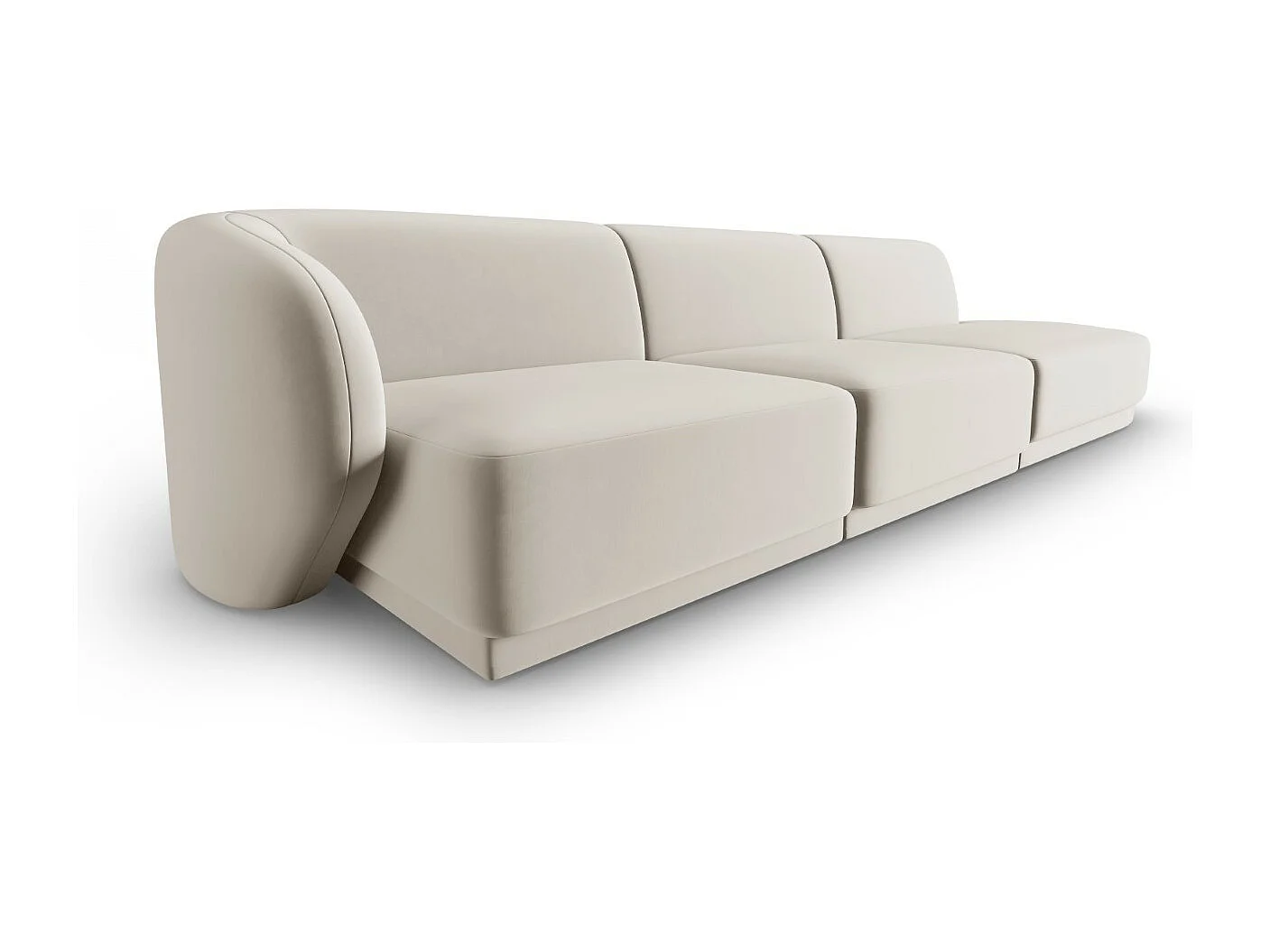 CXL by Christian Lacroix - Canapé modulable droit "Lionel" 4 places en velours beige - 311x93x74cm