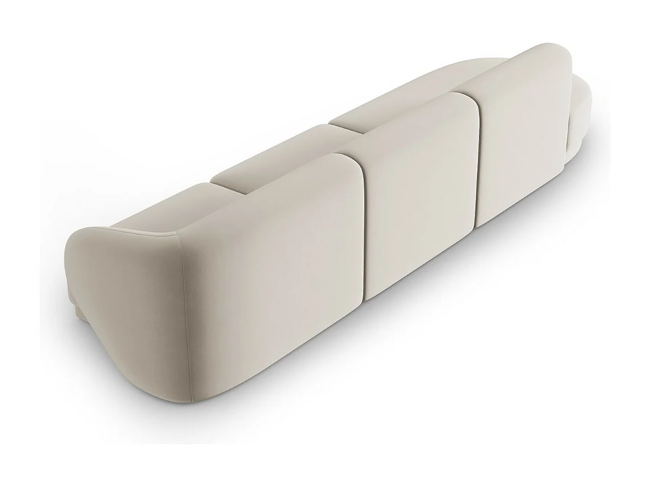 CXL by Christian Lacroix - Canapé modulable droit "Lionel" 4 places en velours beige - 311x93x74cm