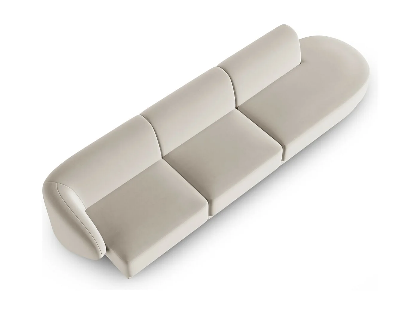 CXL by Christian Lacroix - Canapé modulable droit "Lionel" 4 places en velours beige - 311x93x74cm