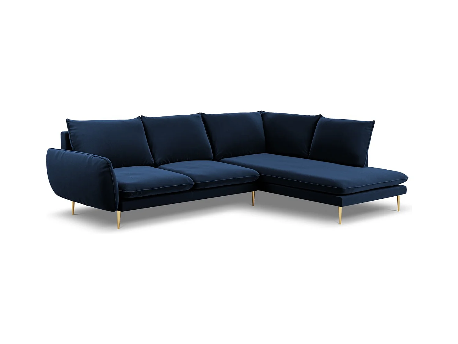 Cosmopolitan Design - Rechter hoekbank "Vienna" 6 zitplaatsen, Flueel, Koningsblauw - 275x185x95cm