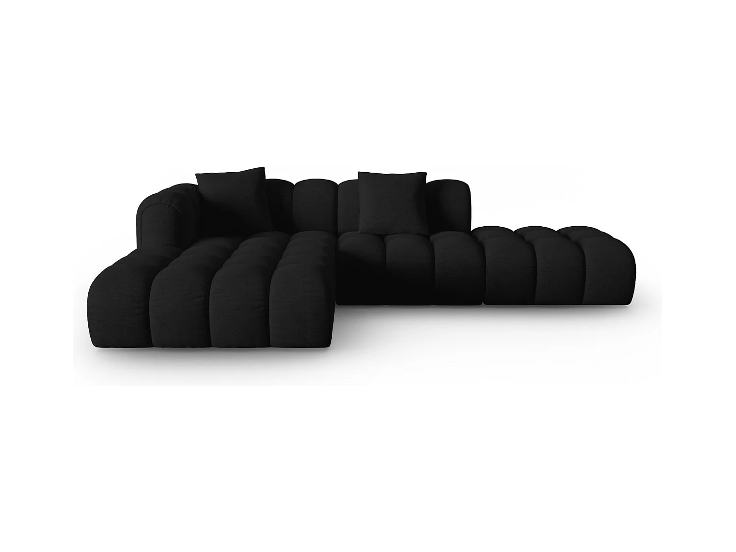 CXL by Christian Lacroix - Canapé d'angle gauche modulable "Clotilde" 4 places en tissu structurel noir - 309x190x70cm