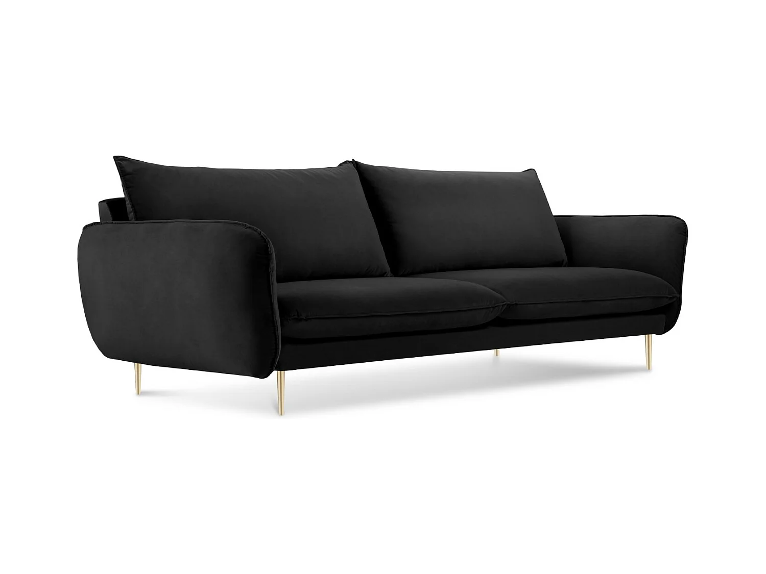 Cosmopolitan Design - Canapé "Vienna" 4 places en velours noir - 230x92x95cm