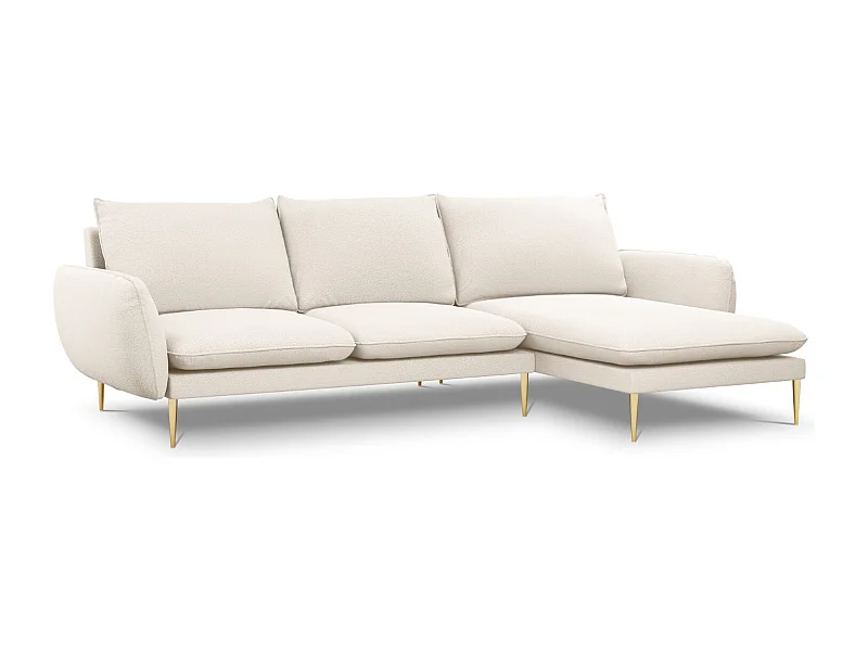 Cosmopolitan Design - Canapé d'angle droit "Vienna" 5 places en bouclé beige - 255x170x95cm