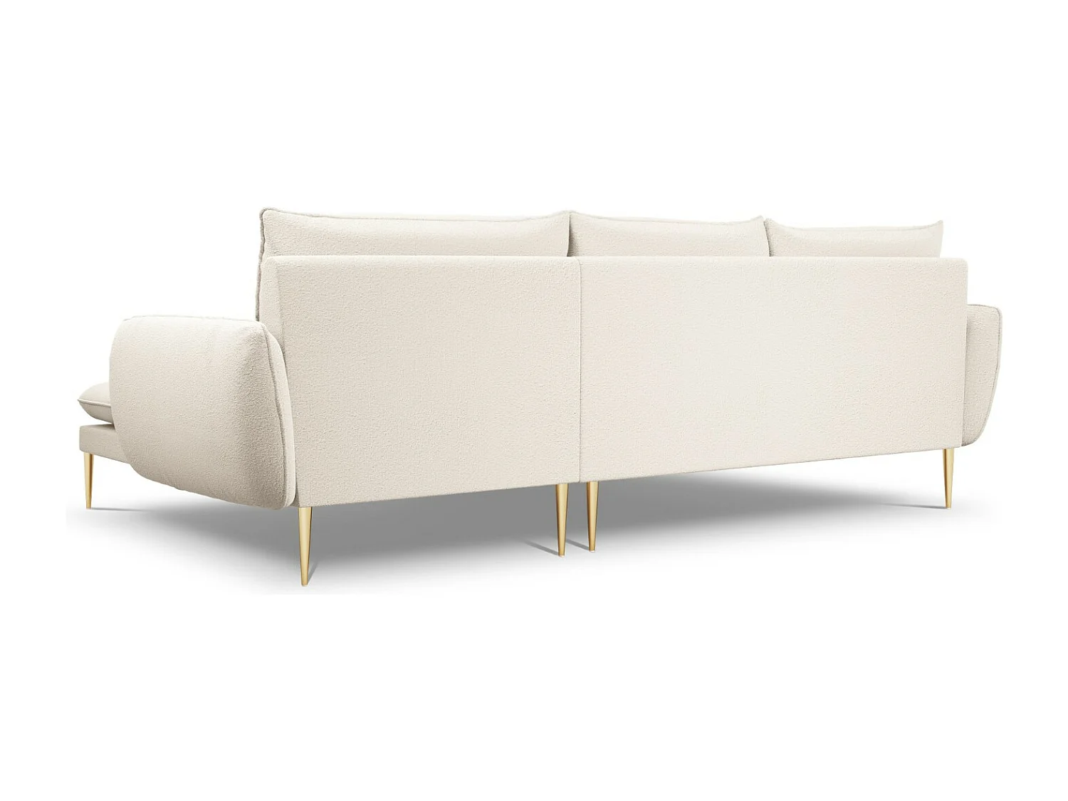 Cosmopolitan Design - Rechter hoekbank "Vienna" 5 zitplaatsen, Boucle, Beige - 255x170x95cm