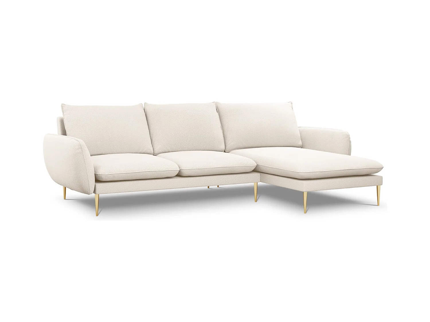 Cosmopolitan Design - Rechter hoekbank "Vienna" 5 zitplaatsen, Boucle, Beige - 255x170x95cm