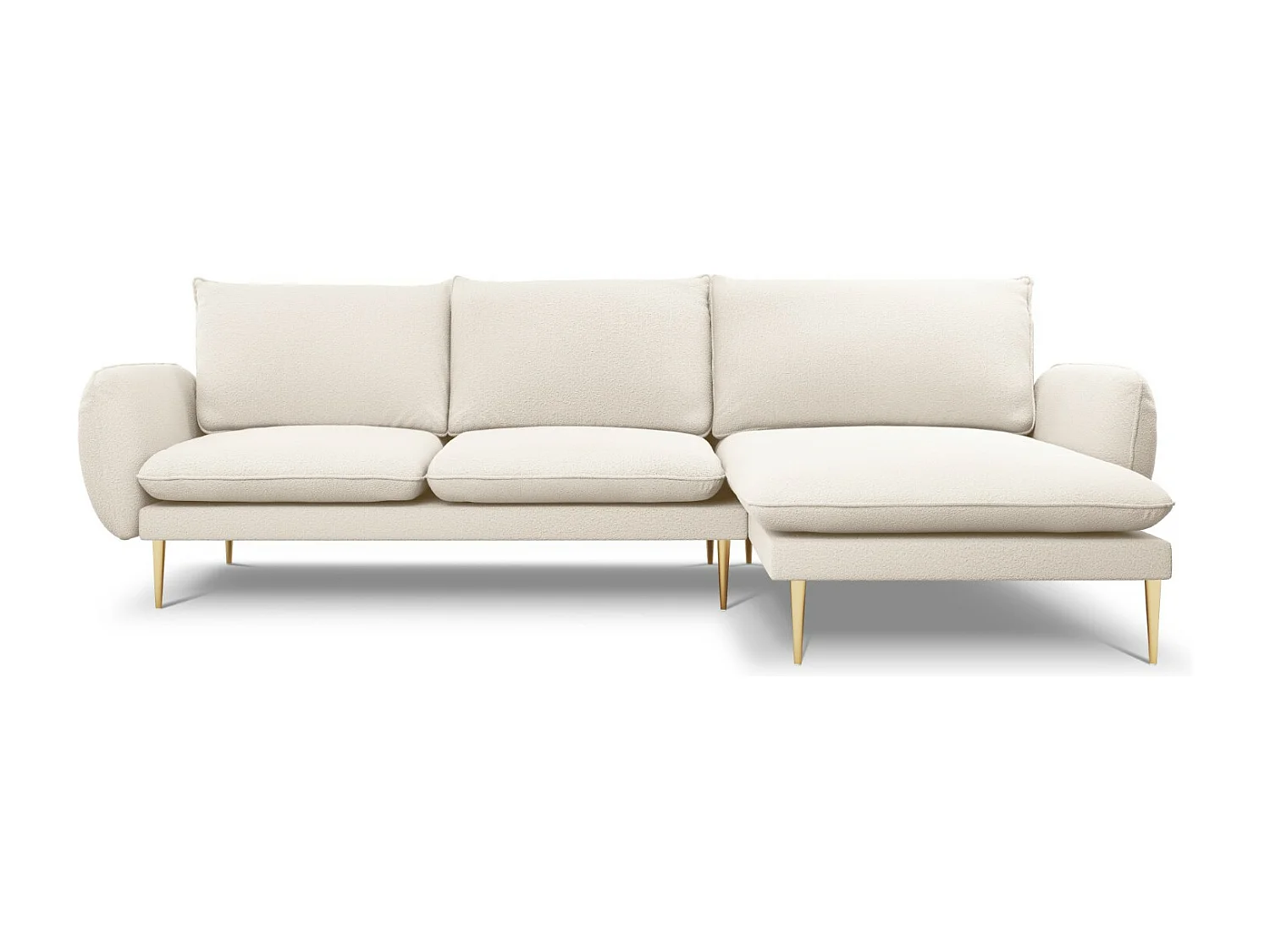 Cosmopolitan Design - Canapé d'angle droit "Vienna" 5 places en bouclé beige - 255x170x95cm