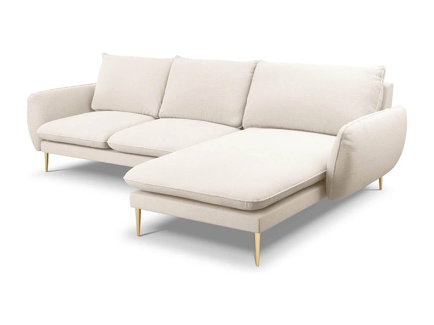 Cosmopolitan Design - Canapé d'angle droit "Vienna" 5 places en bouclé beige - 255x170x95cm