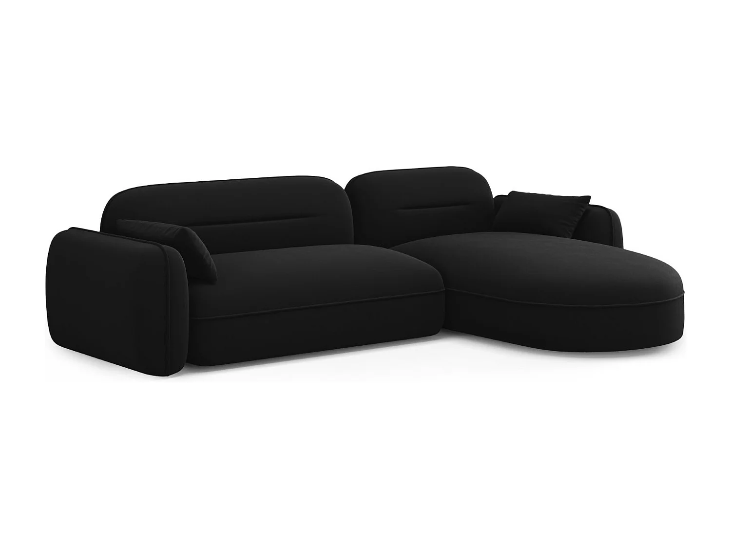 Cosmopolitan Design - Modulaire hoekbank rechts "Sydney" 4 zitplaatsen, Flueel, Zwart - 275x165x70cm