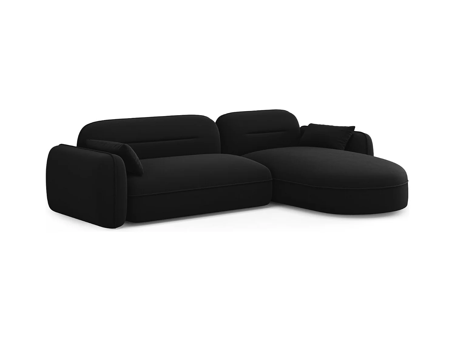 Cosmopolitan Design - Canapé d'angle droit modulable "Sydney" 4 places en velours noir - 275x165x70cm