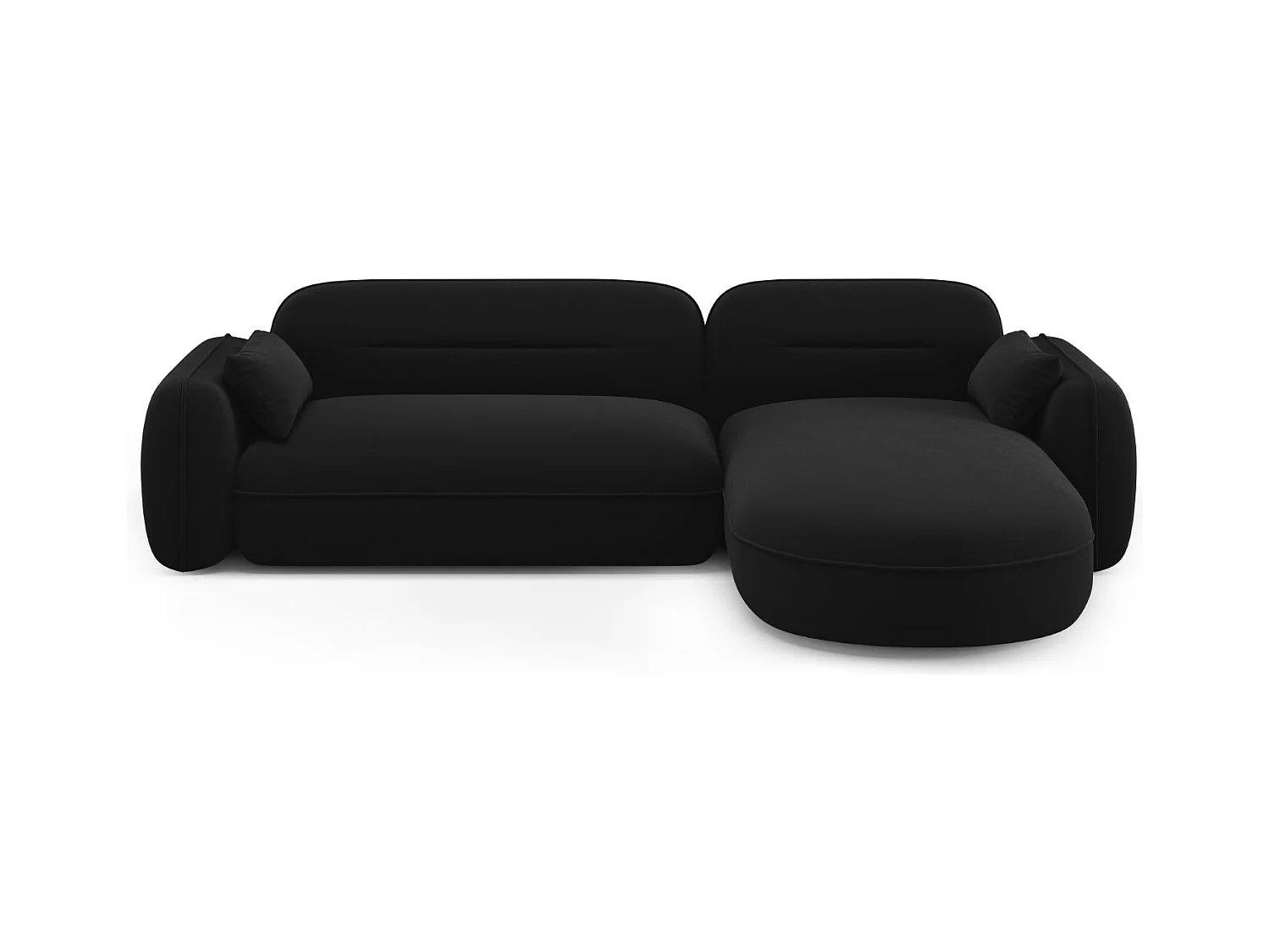 Cosmopolitan Design - Canapé d'angle droit modulable "Sydney" 4 places en velours noir - 275x165x70cm