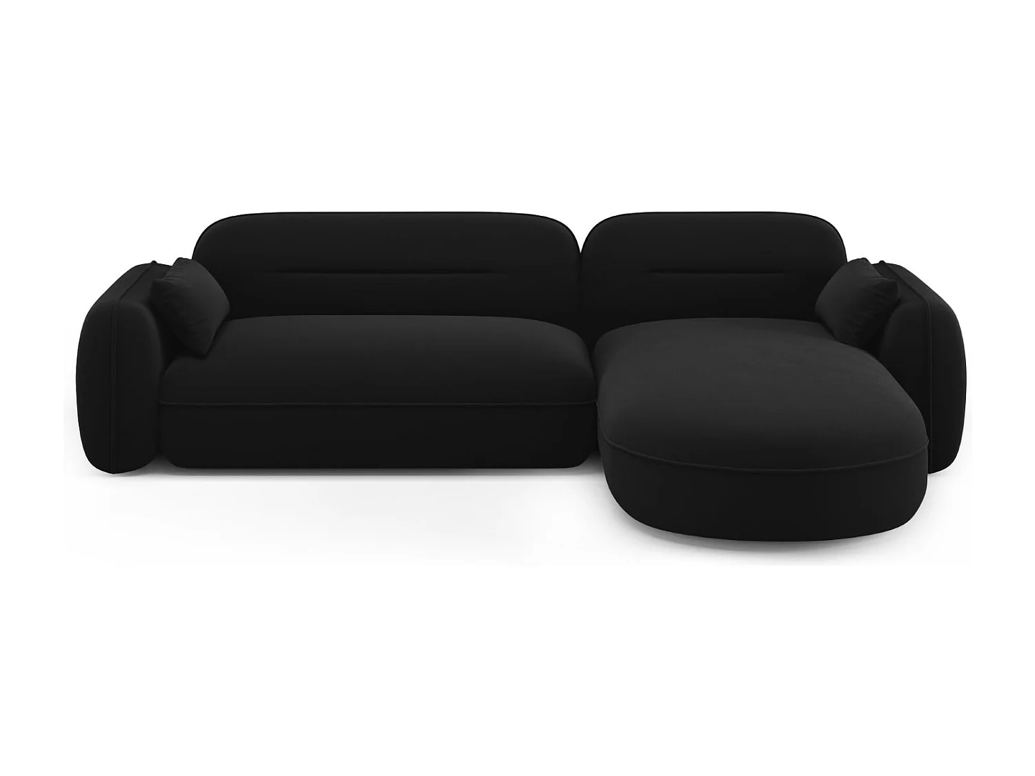 Cosmopolitan Design - Canapé d'angle droit modulable "Sydney" 4 places en velours noir - 275x165x70cm