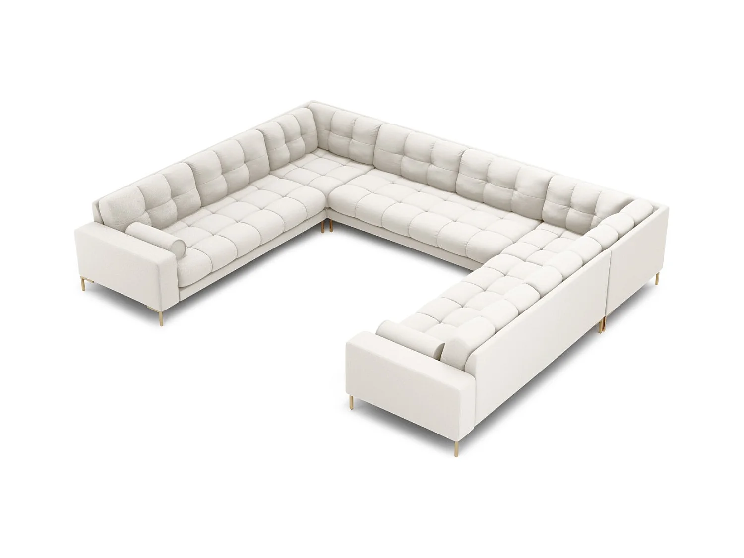 Cosmopolitan Design - Sofá panorâmico "Bali" 9 lugares em tecido estrutural bege claro - 327x256x75cm