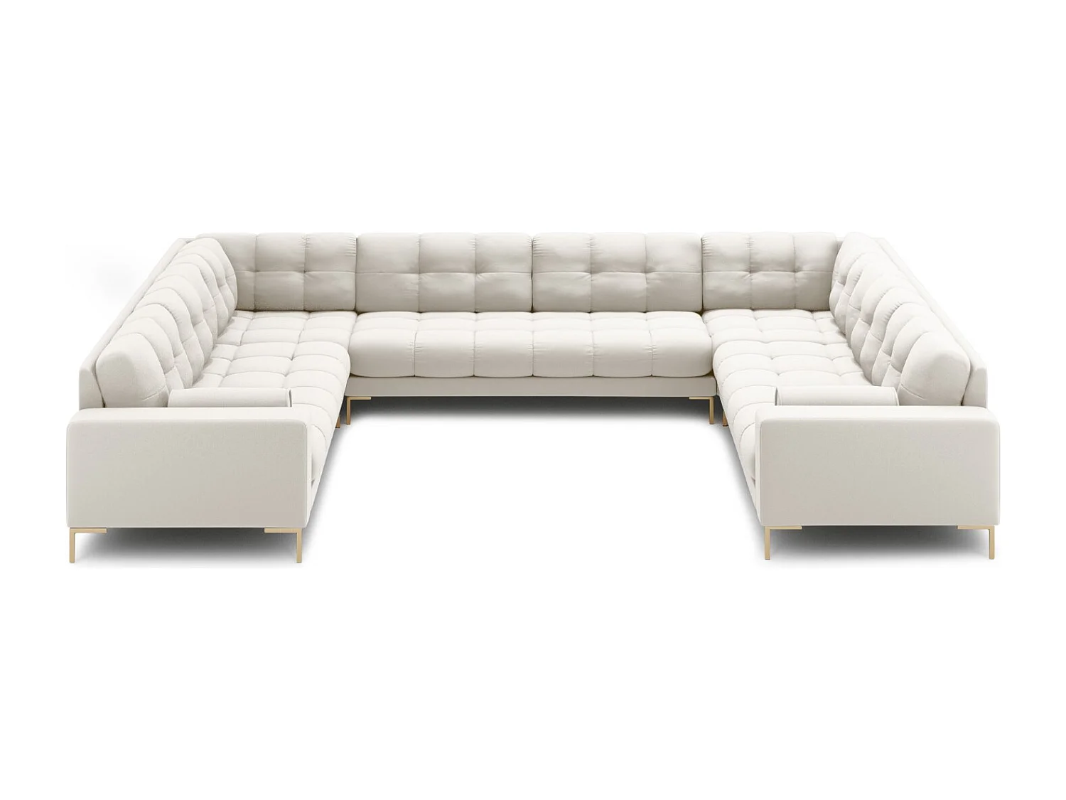 Cosmopolitan Design - Sofá panorâmico "Bali" 9 lugares em tecido estrutural bege claro - 327x256x75cm