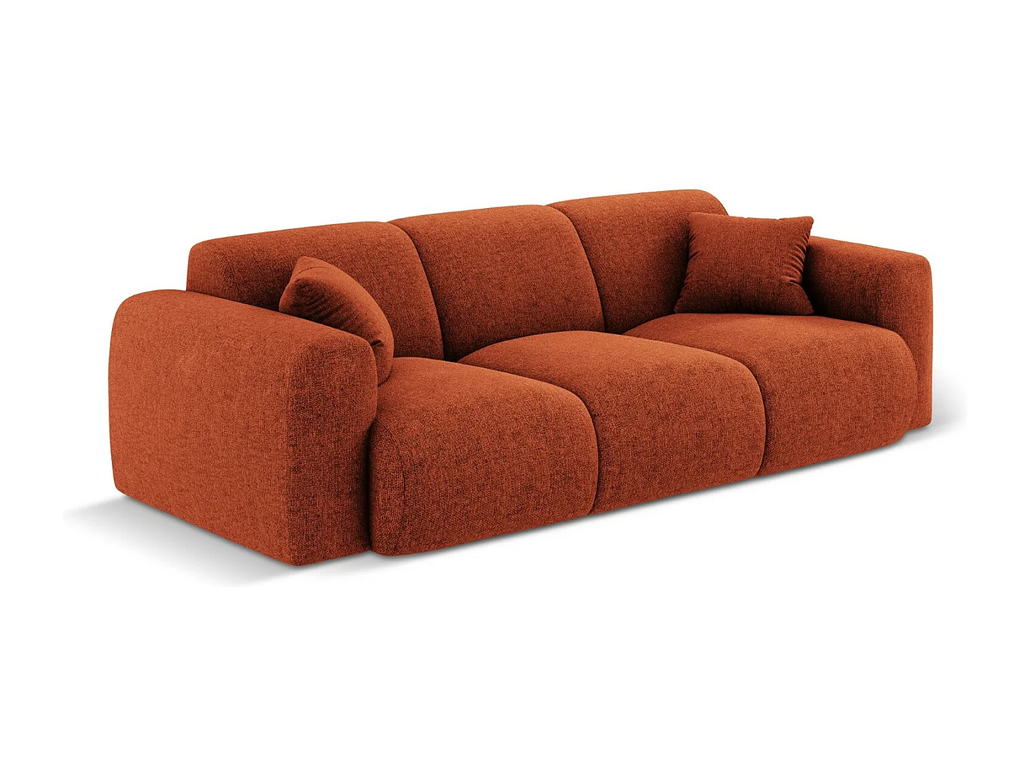 Cosmopolitan Design - Sofá "Nolio" 3 lugares em tecido chenille terracota - 235x95x72cm