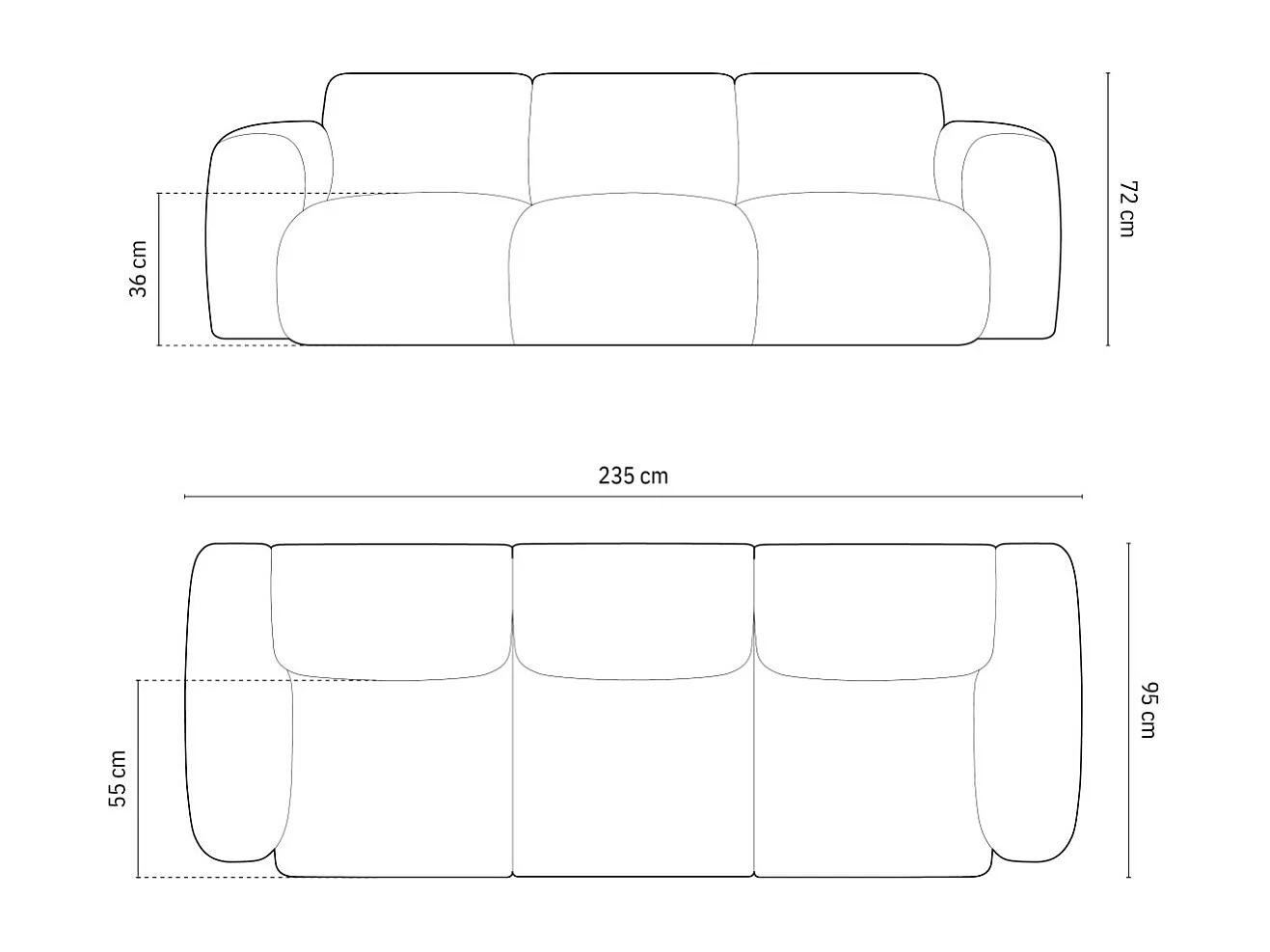 Cosmopolitan Design - Sofá "Nolio" 3 lugares em tecido chenille terracota - 235x95x72cm