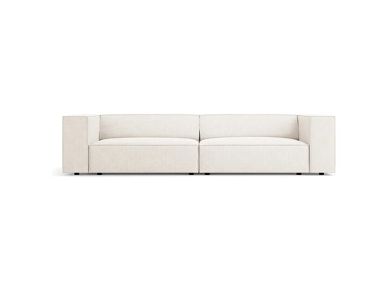 Cosmopolitan Design - 4-Sitzer Sofa "Arendal" aus Chenille-Stoff mit Rippeneffekt elfenbein - 244x102x70cm