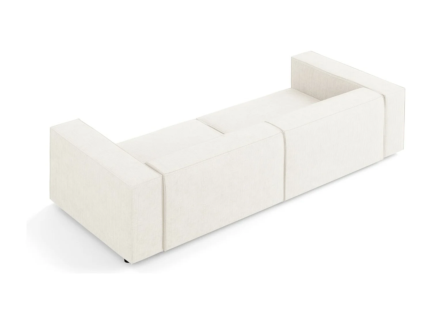 Cosmopolitan Design - Divano "Arendal" 4 posti in ciniglia con effetto a coste avorio - 244x102x70cm