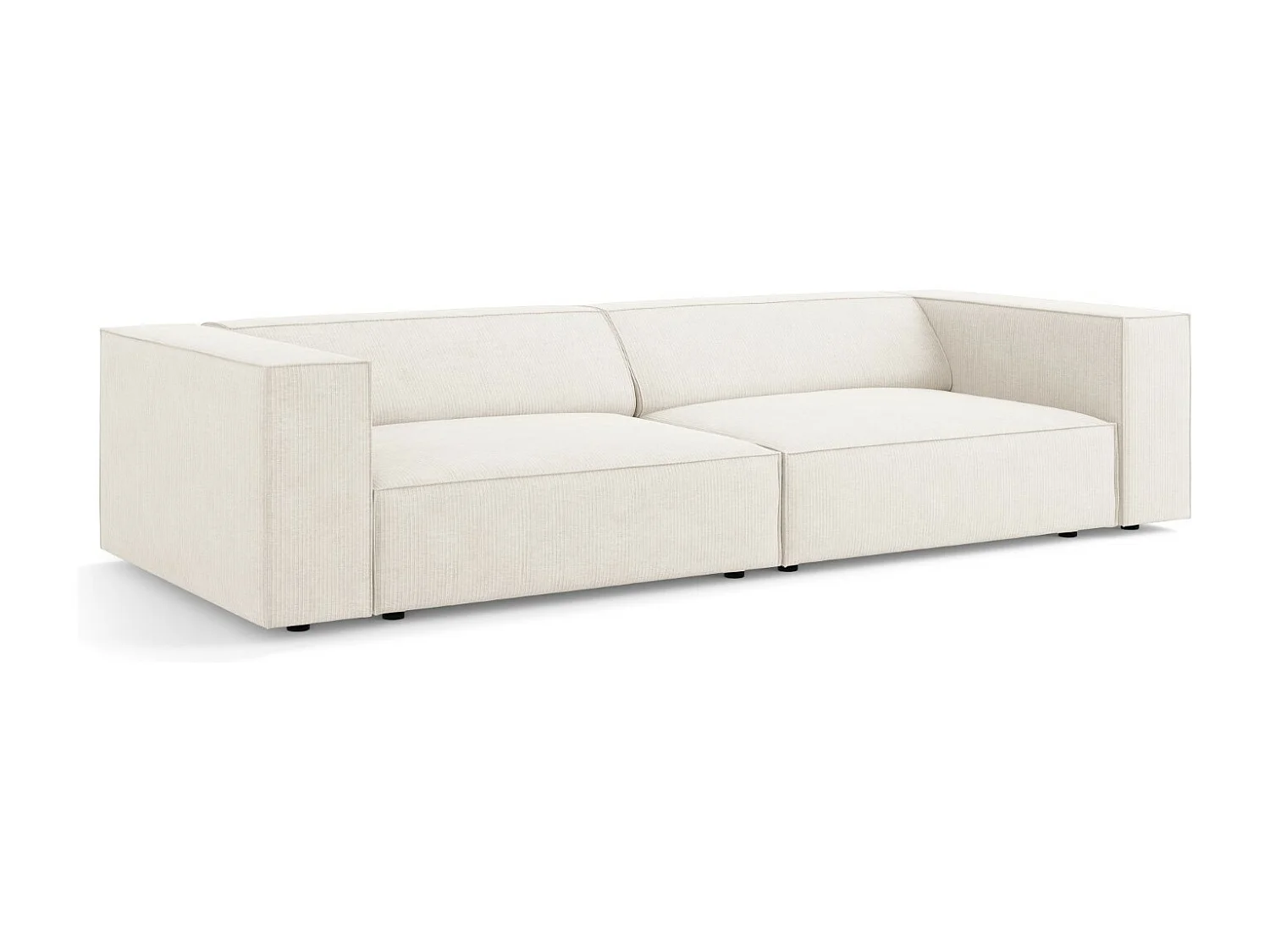 Cosmopolitan Design - Sofá "Arendal" 4 lugares em tecido chenille com efeito canelado marfim - 244x102x70cm