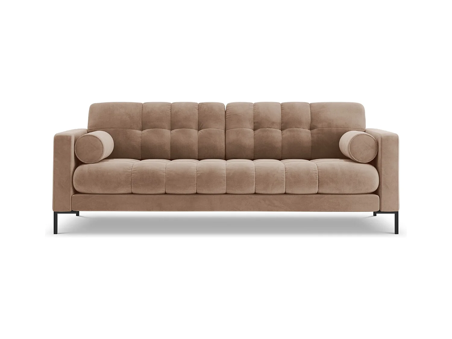Cosmopolitan Design - Sofá "Bali" 4 plazas de terciopelo beige - 217x92x75cm