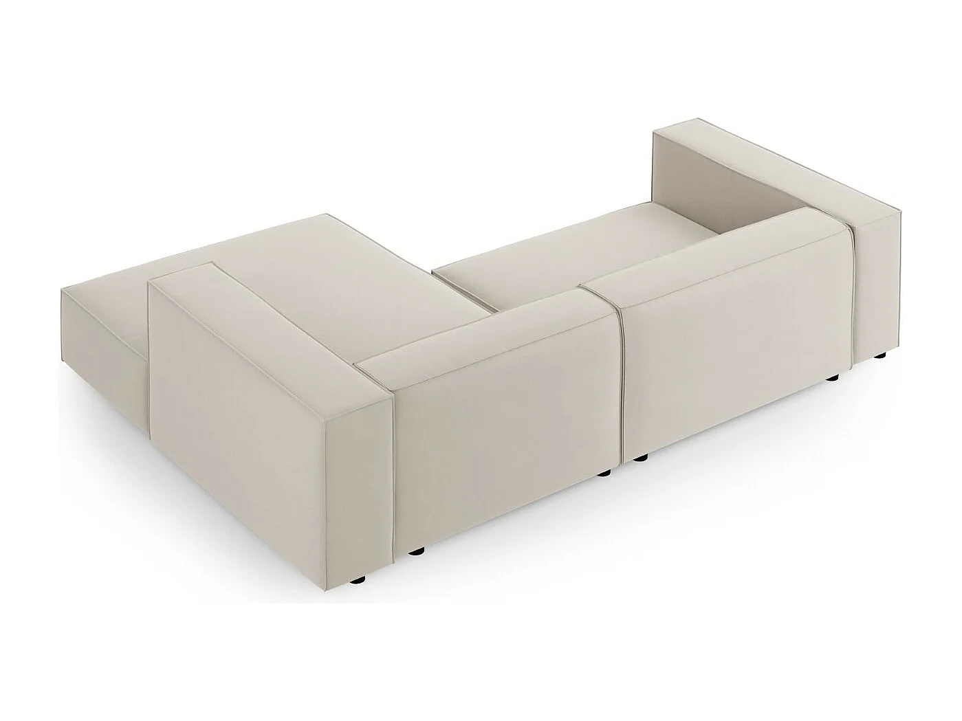 Cosmopolitan Design - Sofá de canto direito "Arendal" 3 lugares em veludo cru - 224x166x70cm