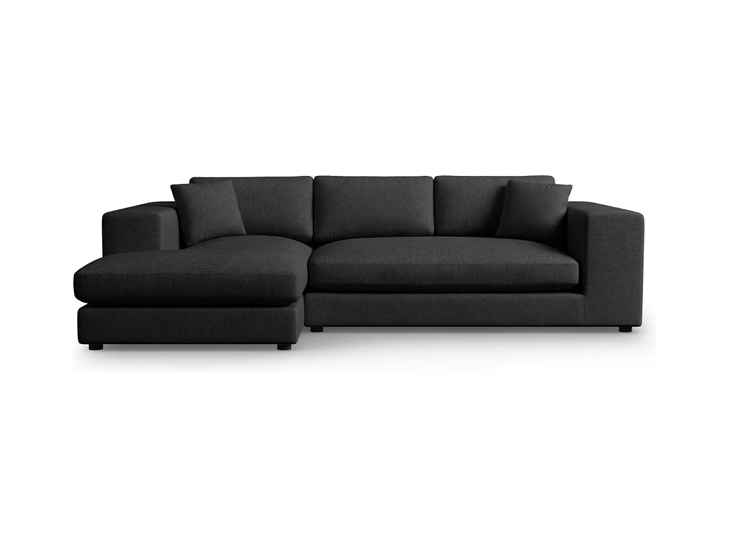 CXL by Christian Lacroix - Canapé d'angle gauche "Tendance" 5 places en tissu structurel noir - 282x174x72cm