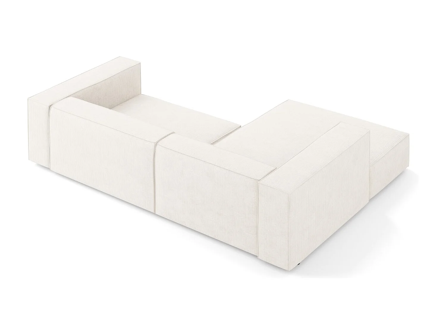 Cosmopolitan Design - Sofá esquinero izquierdo "Arendal" 3 plazas de tejido chenilla con efecto acanalado marfil - 224x166x70cm