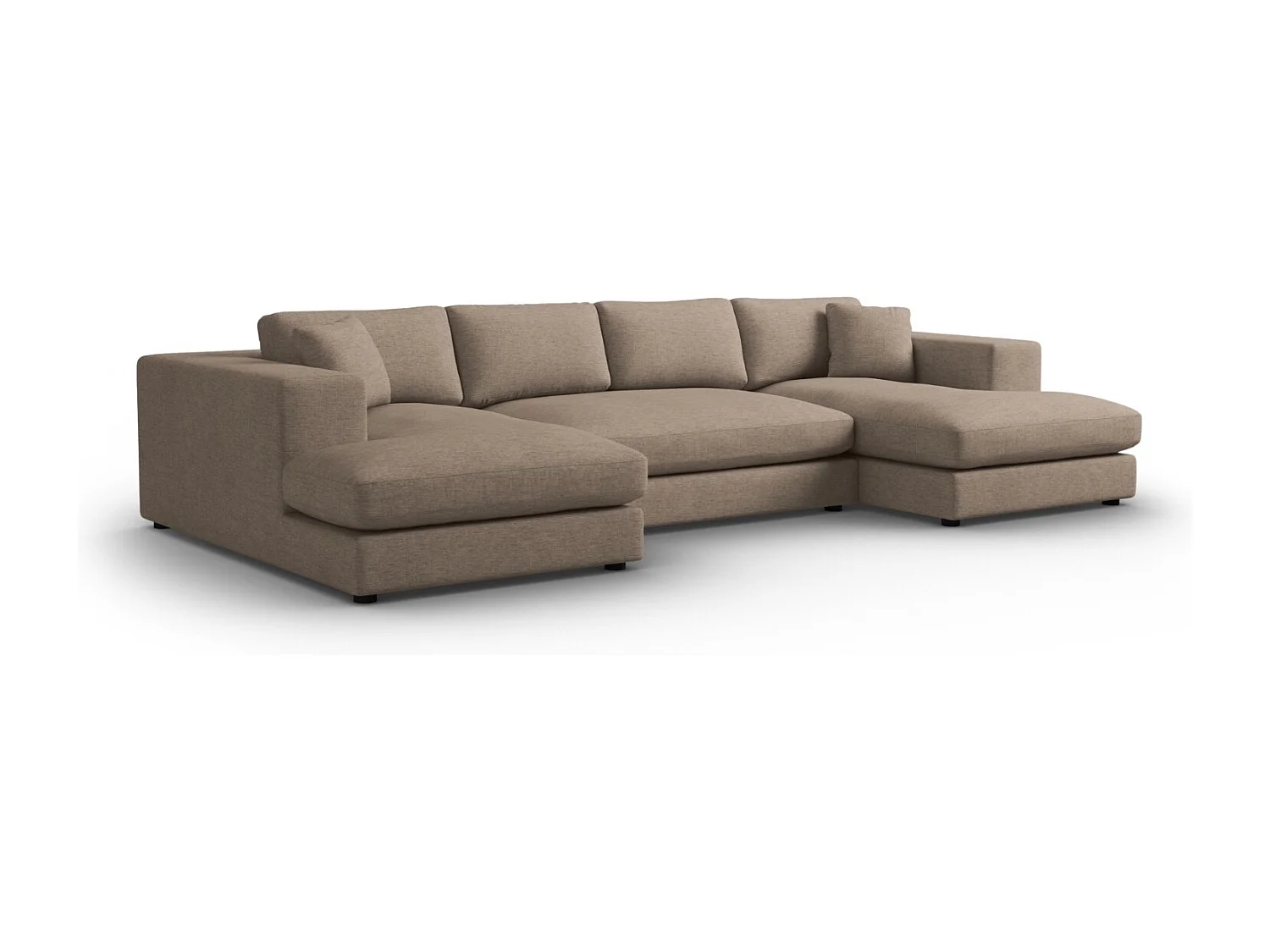 CXL by Christian Lacroix - Panoramische bank "Tendance" 5 zitplaatsen, Structurele stof, Lichtbruin - 344x170x72cm