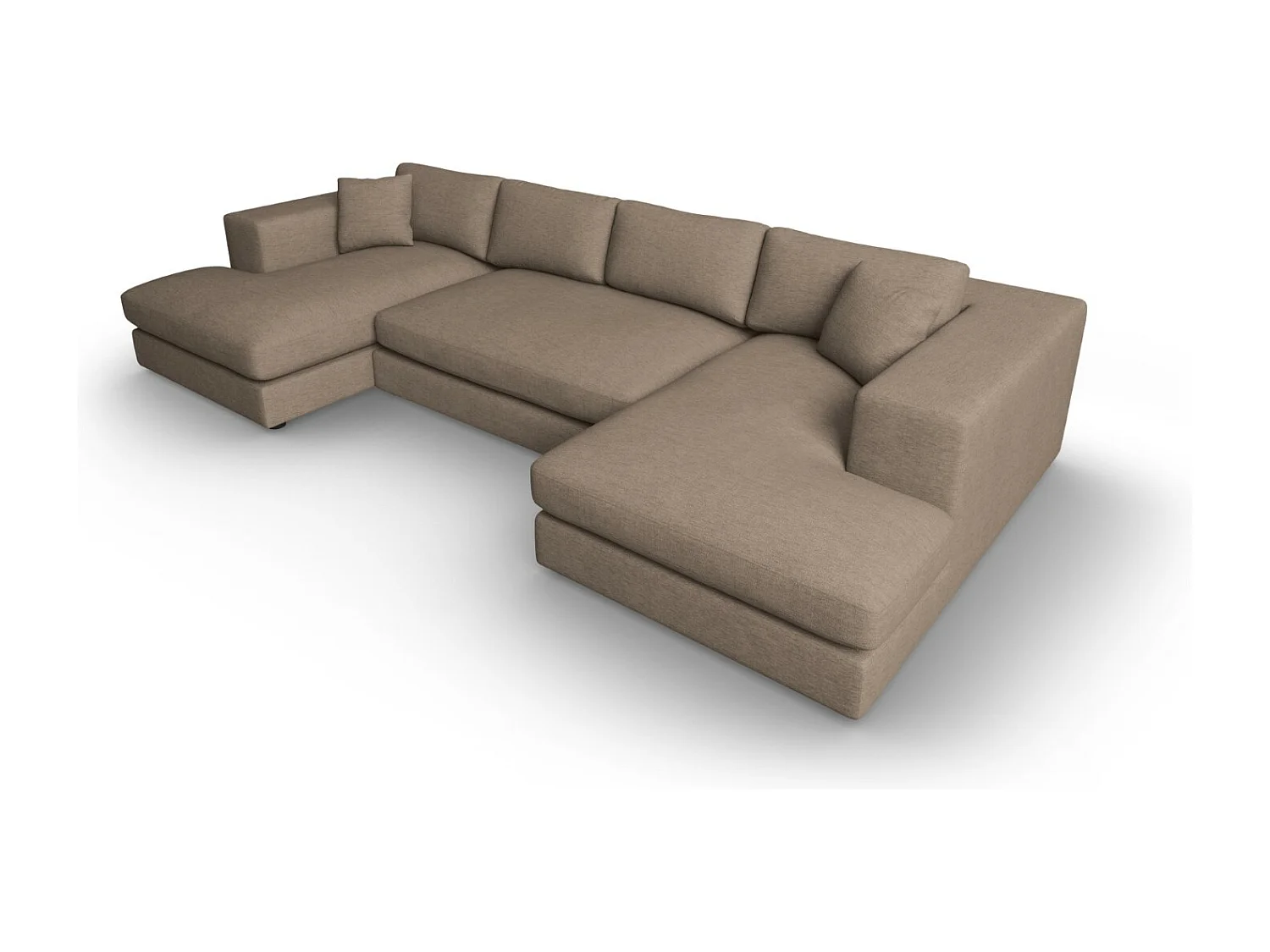 CXL by Christian Lacroix - Panoramische bank "Tendance" 5 zitplaatsen, Structurele stof, Lichtbruin - 344x170x72cm