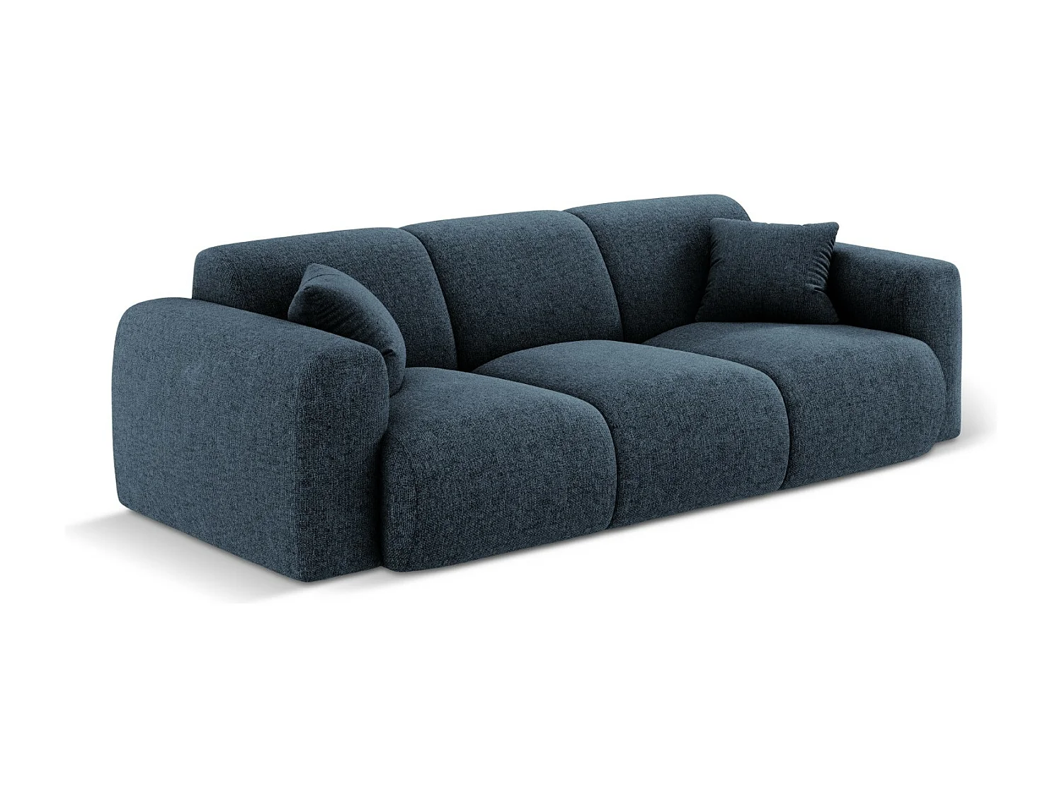 Cosmopolitan Design - Canapé "Nolio" 3 places en chenille bleu roi - 235x95x72cm