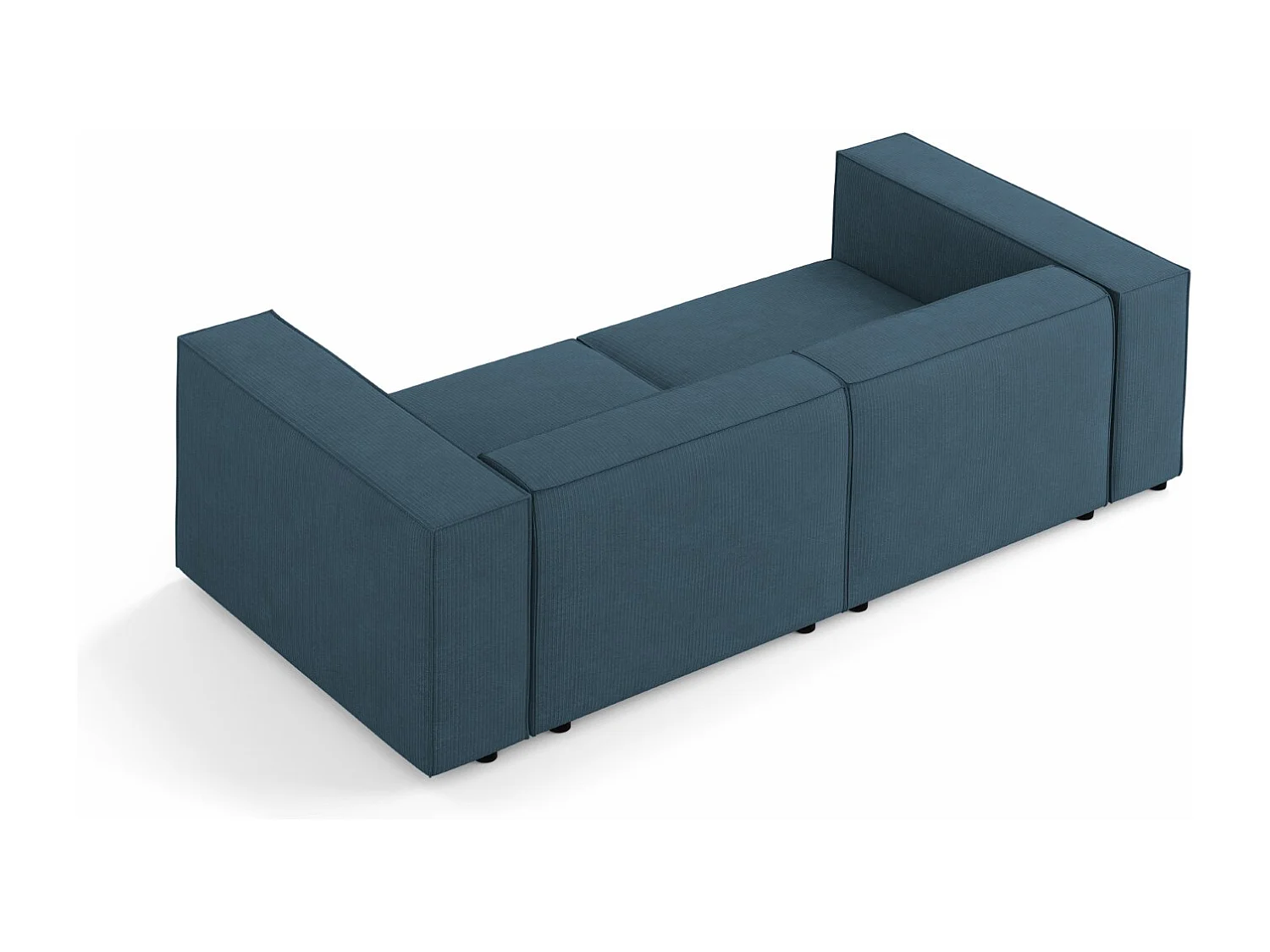 Cosmopolitan Design - 3-Sitzer Sofa "Arendal" aus Chenille-Stoff mit Rippeneffekt marineblau - 204x102x70cm